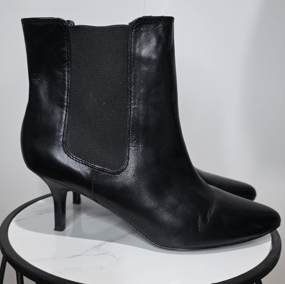 Ralph Lauren Boots Womens 8.5 Calfskin Black Kitten Heel Bootie
